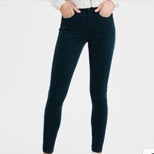 American Eagle Women 00/SHORT Dark Teal Corduroy Super Stretch Hi-Rise Jegging
